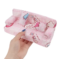 Dollhouse small Floral Fabric sofa set Furniture with 2 Pillow Doll accessories