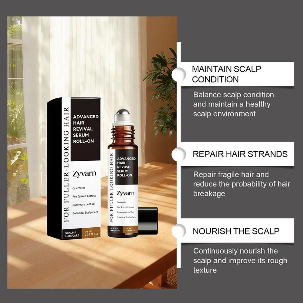 Advanced Hair Revival Serum Roll-on Bottle 10ml Rosemary Leaf Oil Rollerball Applicator Hair Growth Anti-Hair Loss Roller Serum