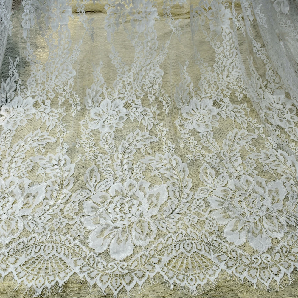 3M Long Eyelash Chantilly Lace Traditional Wedding Lace Fabric White Hot Selling DIY Material Sewing fabric