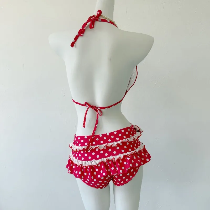 Korean Y2k 3pcs Swimsuit Kawaii Girls Push Up Bikinis Set Mini Skirts Beachwear with Cover Ups Vacation Swimming Suit for Women