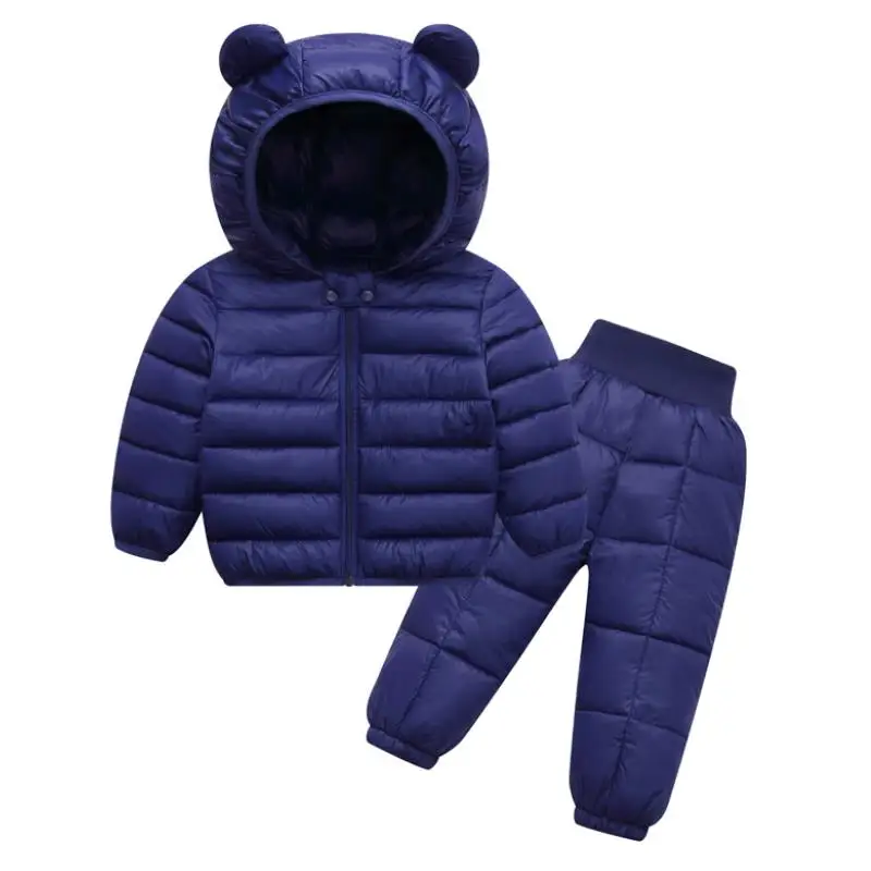 Autumn Winter Children Clothing Sets Cotton-Padded Jacket Plus Velvet Baby Clothes Boy Girl Warm Suit Hoodies + Pants 2Pcs 0-5Y