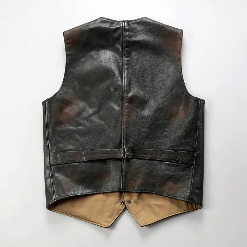 Genuine Leather Vest for Men Women American Western Style Biker Jacket Cowhide Vest