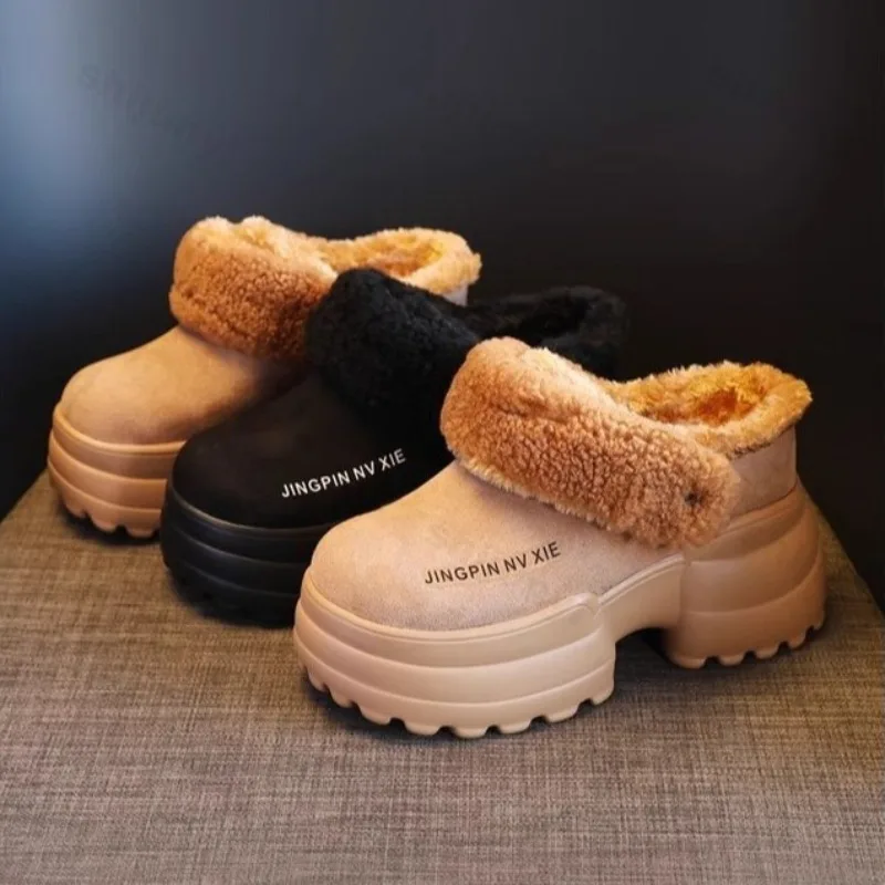 شباشب نصف رقيق مخملية دافئة كلاسيكية للنساء موضة شتاء 2025 متعددة الاستخدامات مريحة من القطيفة غير قابلة للانزلاق من القطن المكتنز #3