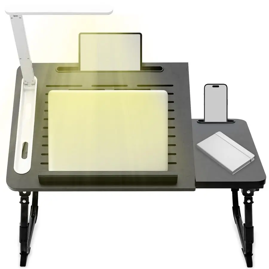 

Большой регулируемый складной стол для ноутбука для кровати с эргономичным многофункциональным портативным столом для кровати, дивана или вентиляцией на полу.