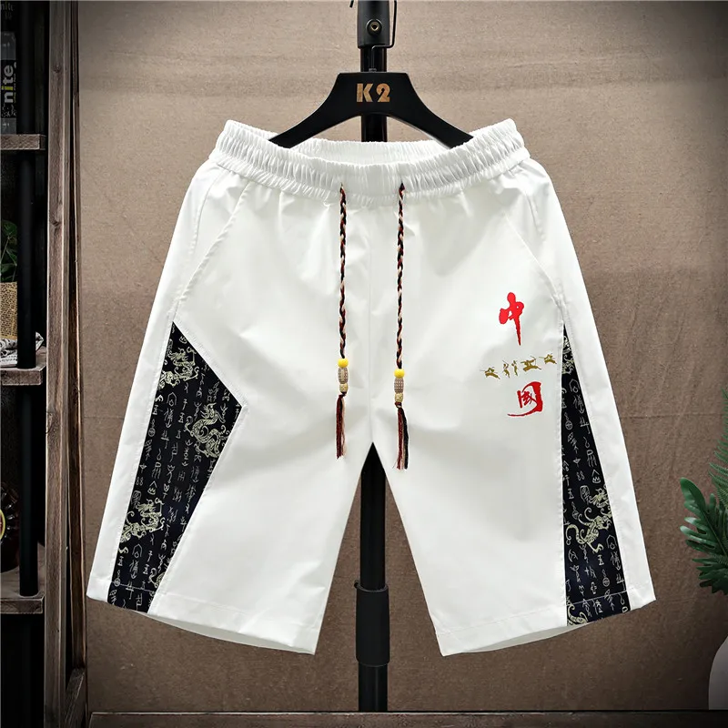 

Ice Silk Printed ort Pants Men's Summer Cool Feeling Straight Leg Casual Trousers Youth Faion Brand Sports Mid-Length