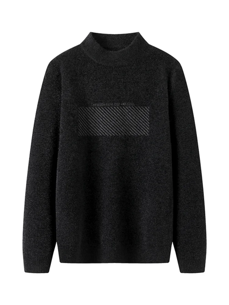 

Удобный мужской трикотажный свитер с высоким воротником, осенне-зимний, модный, повседневный, молодежный, с длинным рукавом