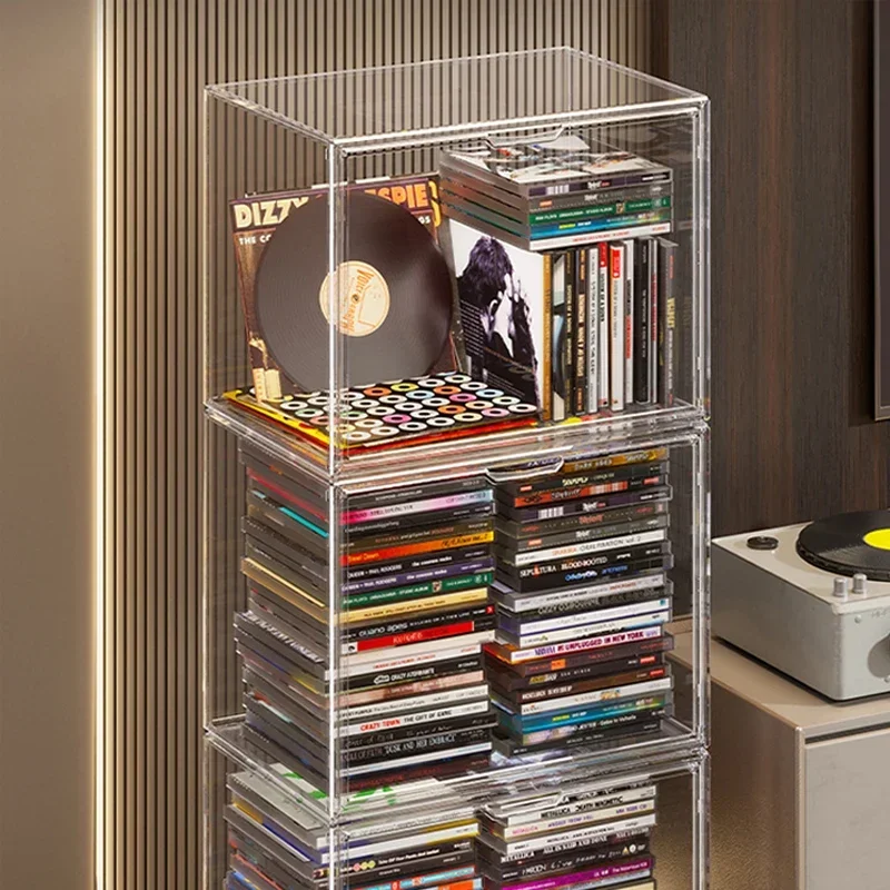 CD storage box transparent dustproof light...