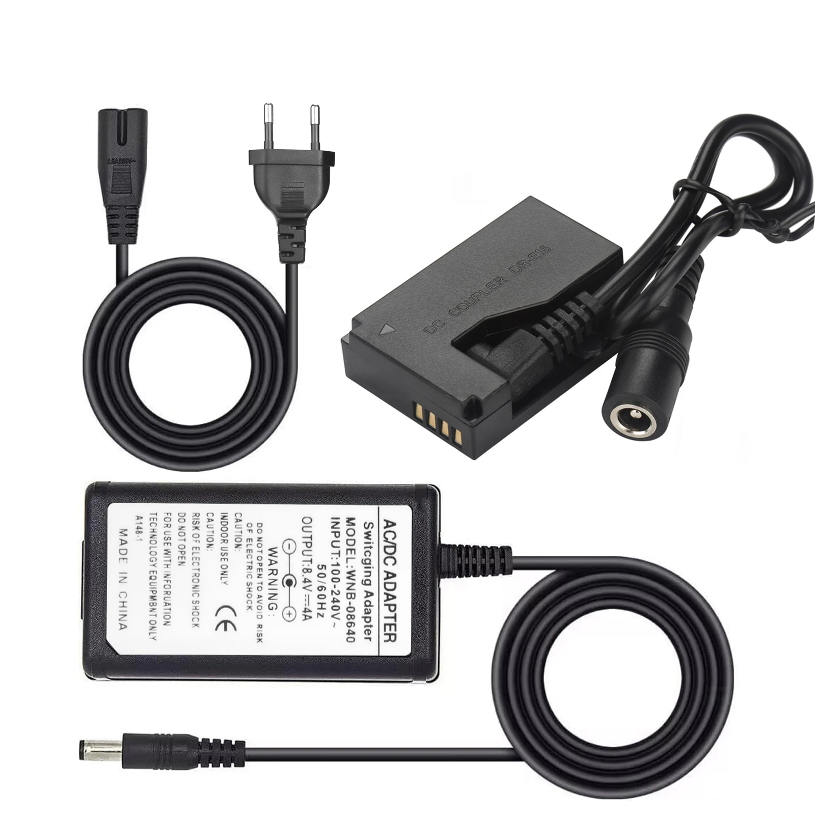 ACK-E15 Adaptador de fuente de alimentación de CA DR-E15 Kit de batería ficticia para cámaras Canon EOS Rebel SL1 / 100D, Kiss X7, SX70HS