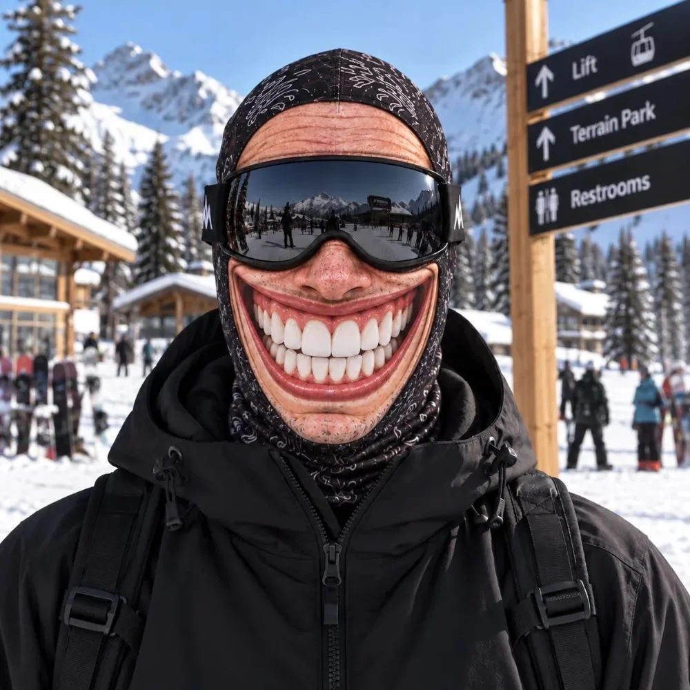 Unisex Size Funny Prank Mask 3D Print Funny Motorcycle Riding Mask Breathable Windproof Motorcycle Ski Face Mask Skiers