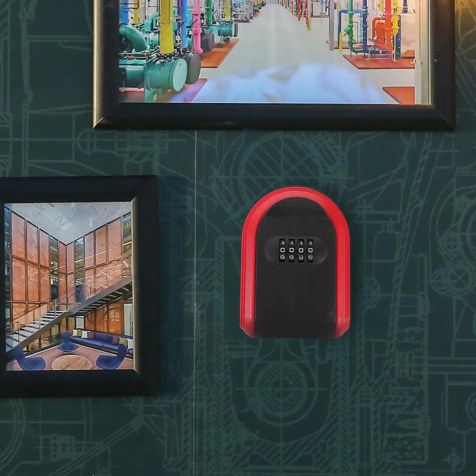 Key Lock Box Sturdy Material Black Color Wall Mountable Combination Code Resettable Outdoor Key Storage Safe Box