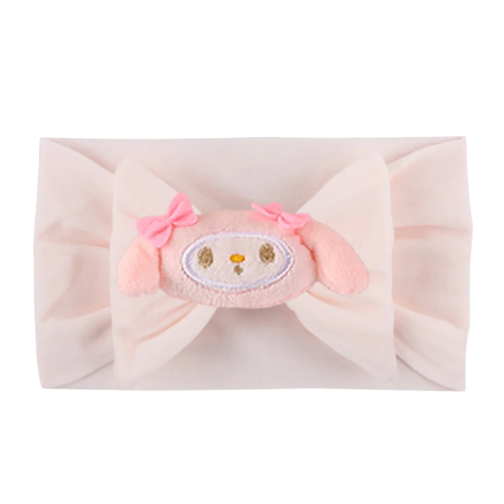 

Cute pink bow baby hair band soft and elastic baby girl hair band cartoon plush head newborn headscarf headwear baby hair