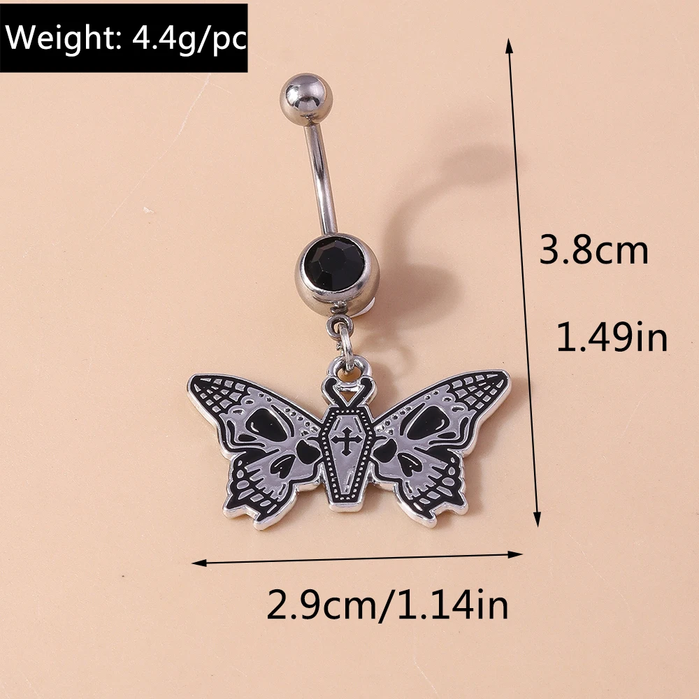 Aihua Halloween Schädel Skelett Nabel Ring Chirurgenstahl Gothic Halloween Spinne Bauchnabel Ring Piercing Ombligo Körperschmuck – Detail 14