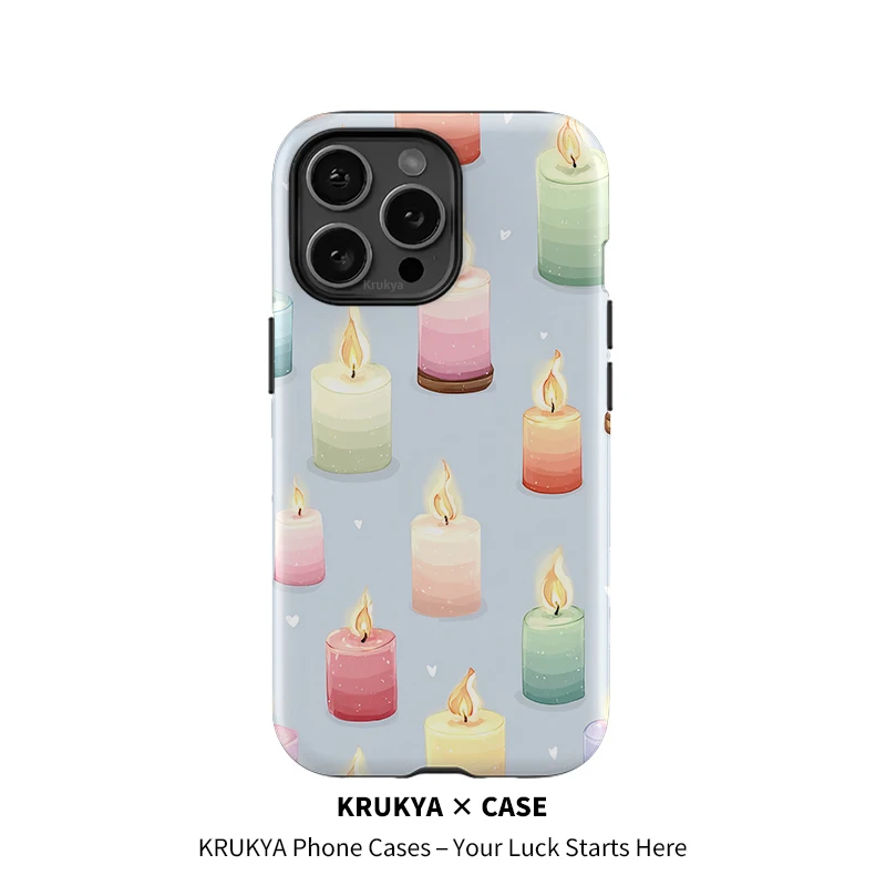 

Krukya Colorful Candle Phone Case For iPhone 16 15 Plus 13 12 11 14 Pro Max XR XS X SE2 Soft Acrylic TPU PC Shockproof Cover