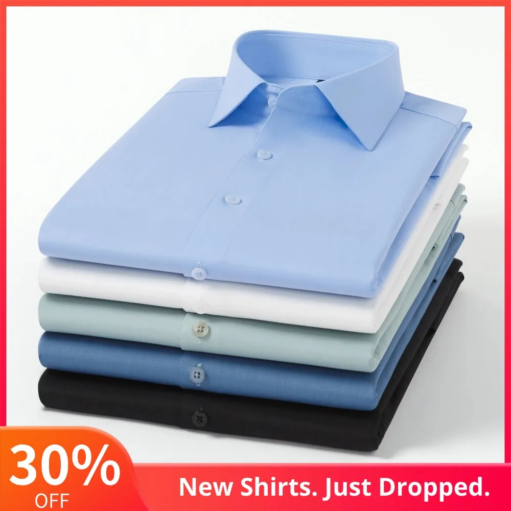 

Мужские классические рубашки на пуговицах с длинными рукавами Slim Fit — мужская рубашка с длинным рукавом без морщин с воротником-стойкой, формальная эластичная 4-сторонняя рубашка