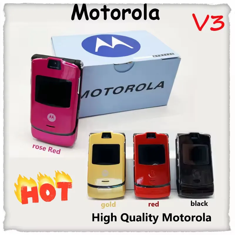 Motorola RAZR V3 - Original Unlocked Flip Bluetooth Phone Dual Display Advanced Fast Call GSM 850/900/1800/1900 High Quality