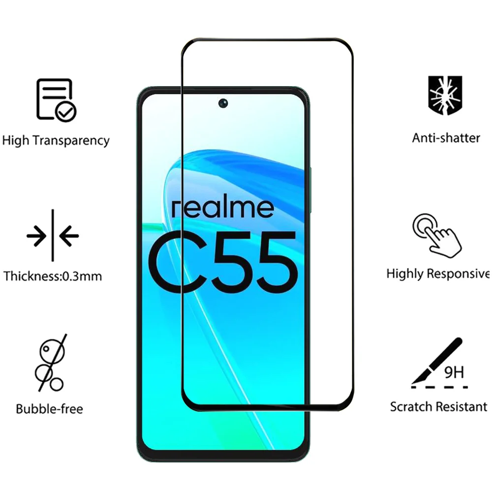 Realmi C 55 HD Vidrio Película De Protector Para Realme C55 Protectores De Pantalla Realme GT Neo 5 SE Cristal Templado y Cámara Realmi GT 3 2 Pro