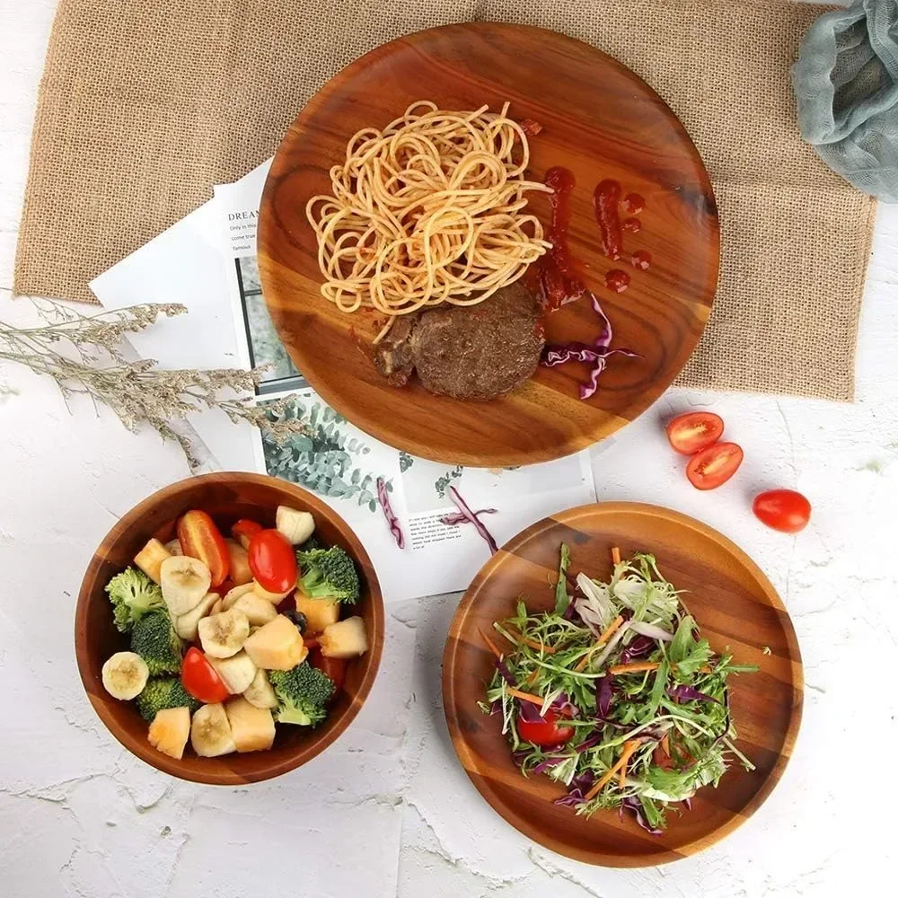 

t Dinnerware Set 12pcs Wood Tableware Set, Dishes Set for 4, Lightweight and Easy To Use, Suitable for Gift Giving