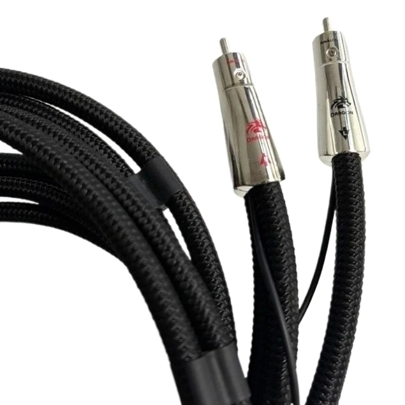 Paar Dragon RCA-Kabel aus reinem Silber, 2RCA auf 2RCA, HiFi-Audiosignalkabel für Verstärker, DAC, CD-Player