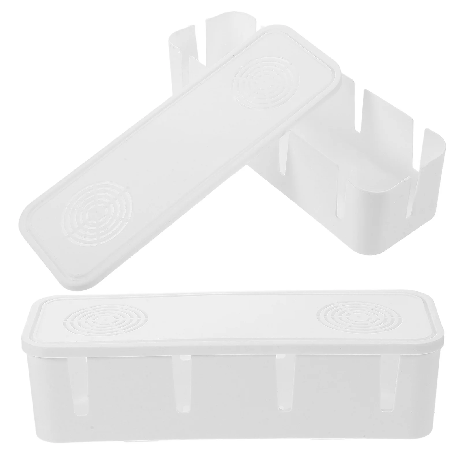 

2 pcs Cord Organizer Box White Durable Cable Management For Power Strip Outlet Storage Hidden Wire Arranging Case