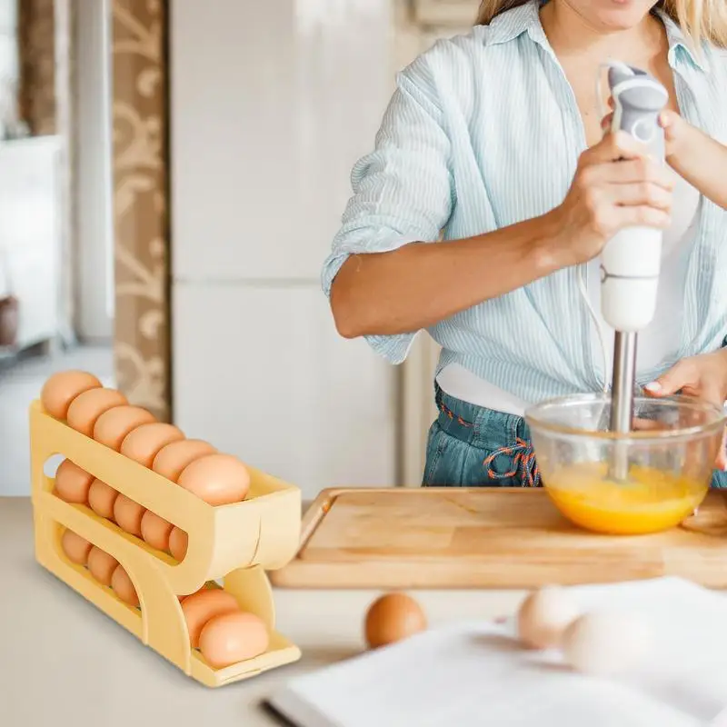 Porte-œufs à roulement automatique pour réfrigérateur, boîte de rangement pour œufs, conteneur de cuisine, distributeur René, T1, 3 couches, évaluation