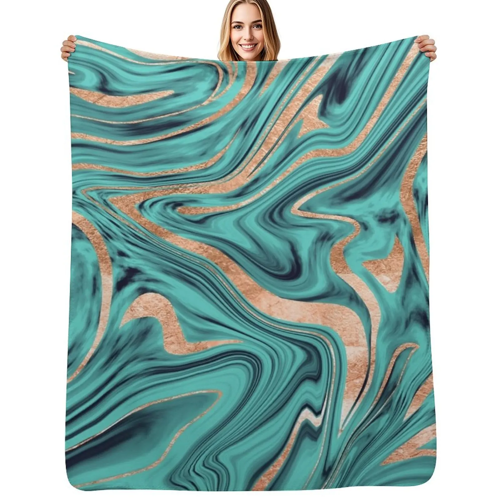 

Soft Turquoise Rose Gold Marble #1 #decor #art Throw Blanket Lightweight Cozy Blanket for Bed Sofa