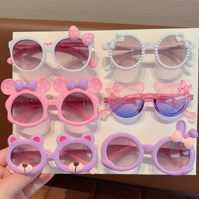 3/6 Piezas de las Últimas Gafas de Moda para Niños y Niñas con Forma de Lazo, Orejas de Oso, Patrón de Estrella y Orejas de Conejo