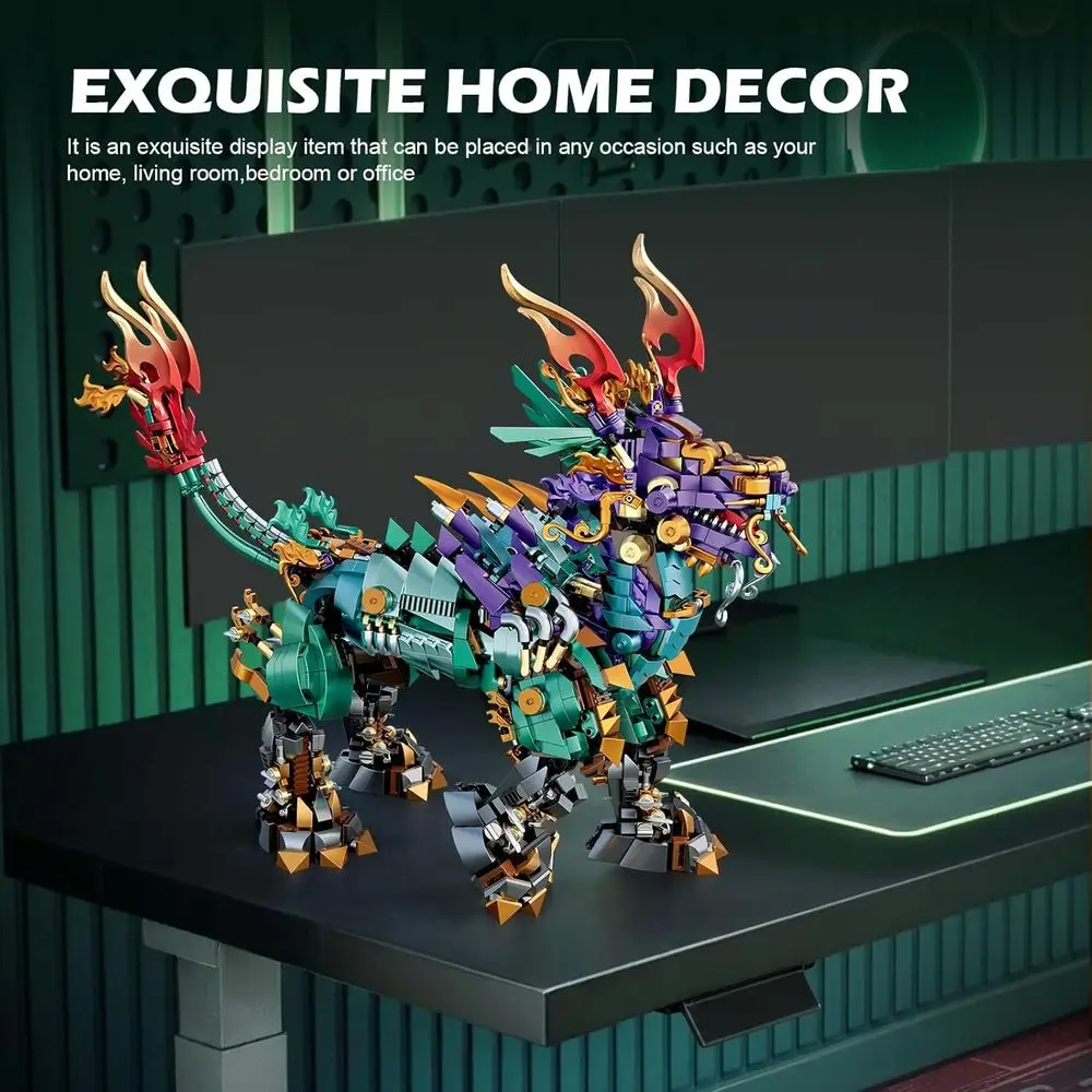 บล็อกตัวต่อยูนิคอร์นเครื่องกลกิริน โชคดี, ชุดของเล่นสะสม 1616 ชิ้นสำหรับผู้ใหญ่, ของขวัญวันเกิดหรือวันอีสเตอร์ที่สมบูรณ์แบบ