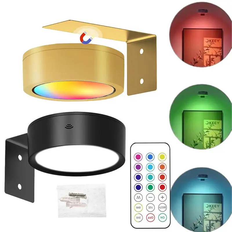 2pcs LED Wall Sconces Lights 13-Color RGB Dimmable Painting Art Display Lights Magnetic Spotlight Battery Operated Picture Lamp