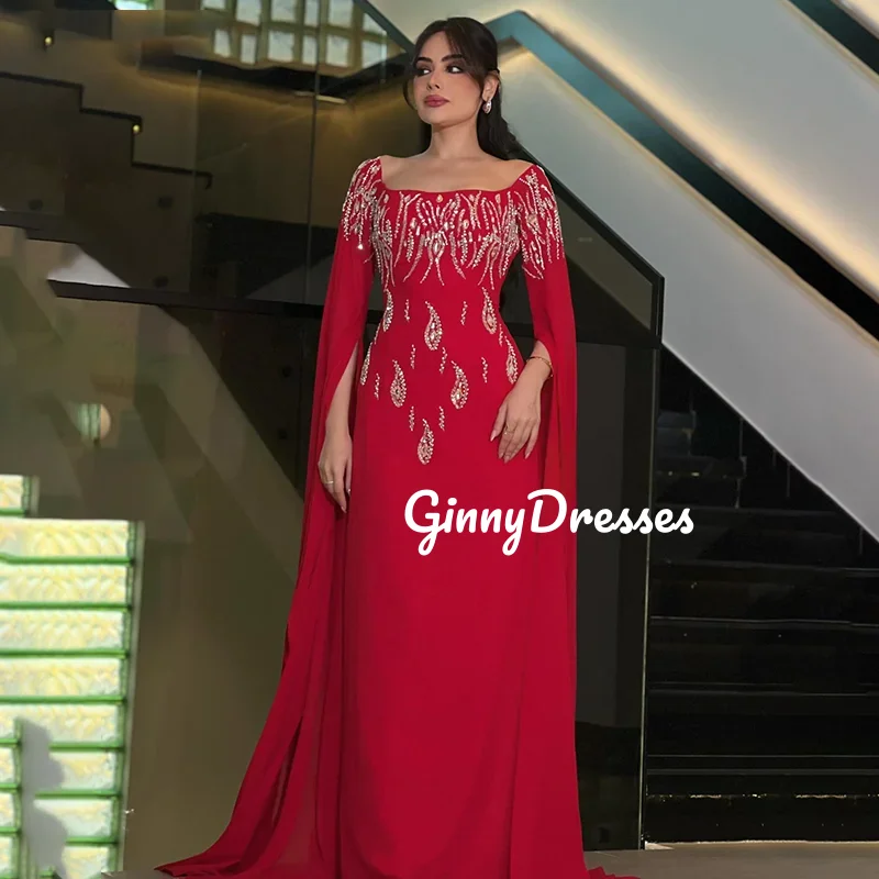 Customized Evening Dress Woman Square Neckline A-Line Prom Dresses Floor-Length Zipper Up Beadings Lining Wedding Party Dress