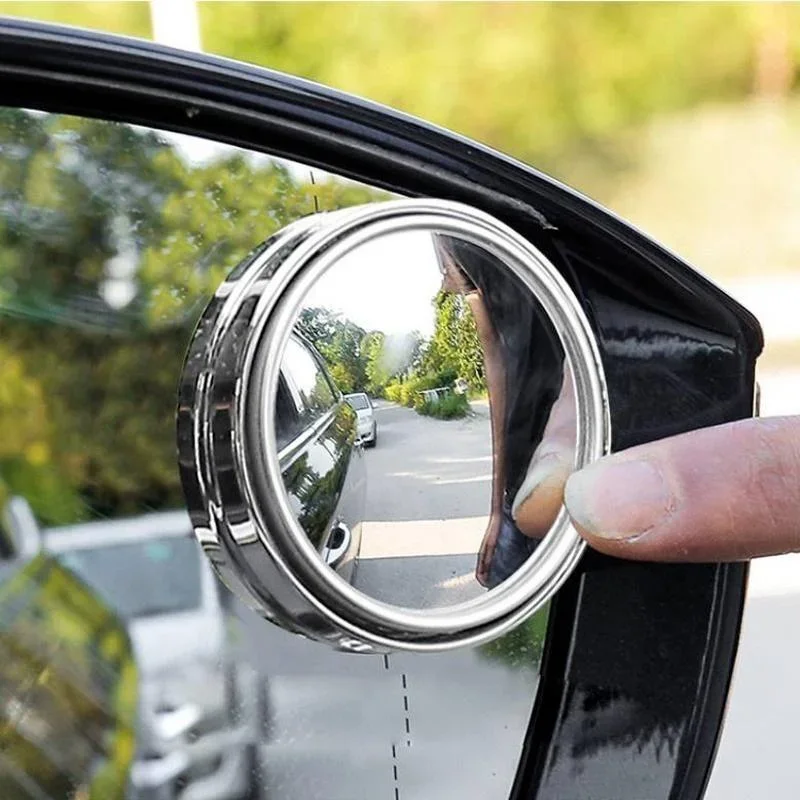 2Pcs 360 Degree Car Suction Cup Mount Auxiliary Rearview Mirror 360 Degree Rotating Wide-angle Round Frame Blind Spot Mirror