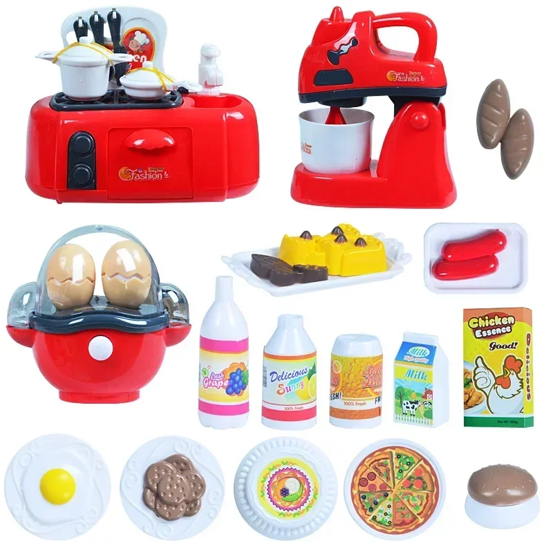 

[Funny] Play house toy funny kitchen toy set Happy chef cooking food game coffee machine EGG COKKER food seasoning cookhouse set