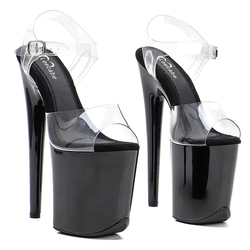 Leecabe 20cm/ 8inches PVC Transparent  upper platform  high heel party  sandals stripper heel  pole dance shoes