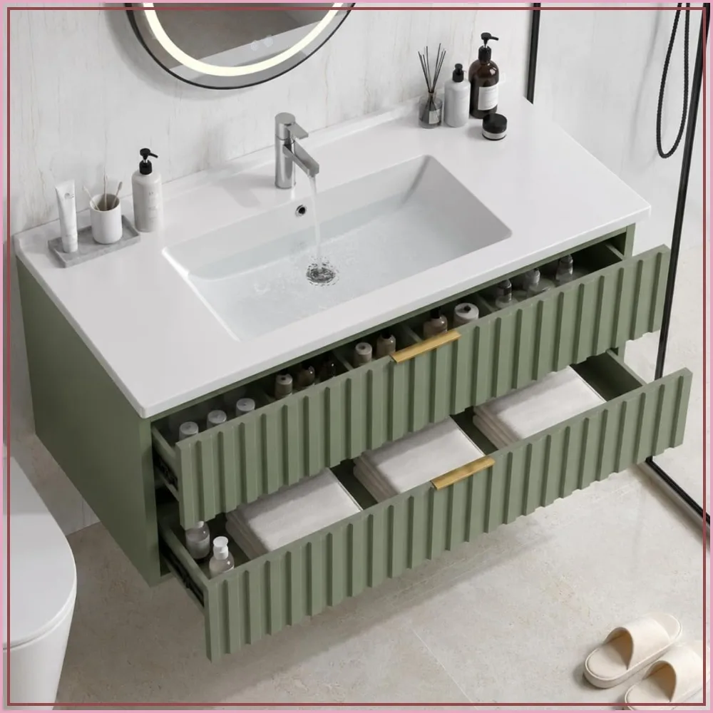 30 Inch Floating Bathroom Vanity with Integrated Ceramic Sink