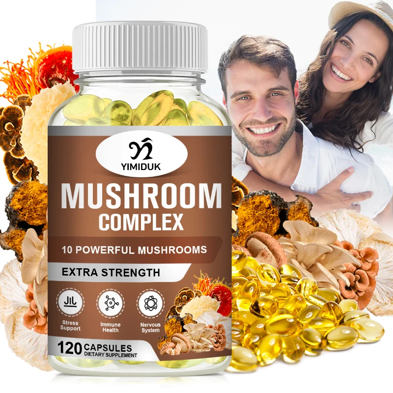 

Lion Mane Cordyceps Mushroom Complex Supplement for Nootropic Brain Memory & Focus Immune Booster Energy & Stress Relief