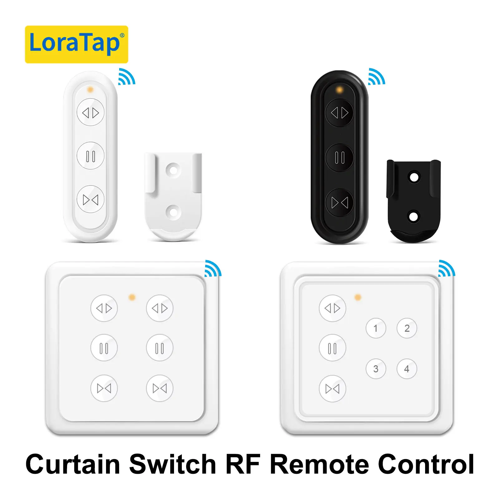 LoraTap RF 868Mhz 1,2,4ช่องแบบพกพาและติดตั้งรีโมทคอนโทรลสำหรับผ้าม่านลูกกลิ้งชัตเตอร์ผ้าม่านสวิทช์