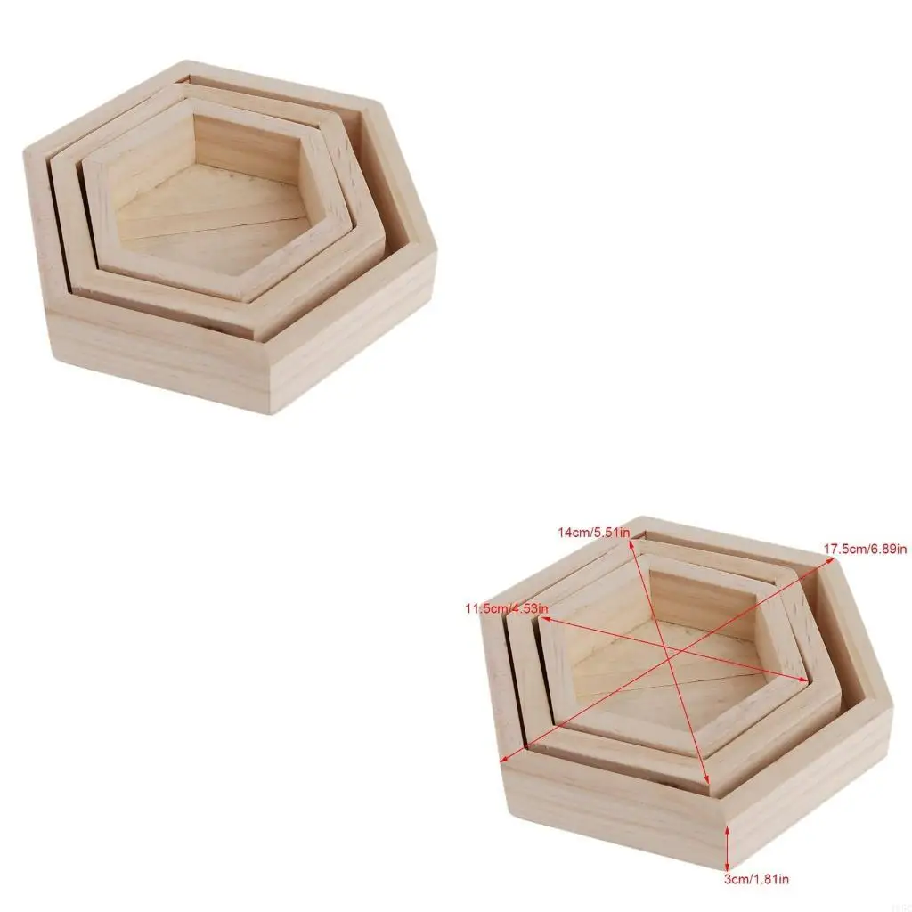

195C Hexagon Trinket Storage Tray Craft Blank Box for Ring Watch Necklace