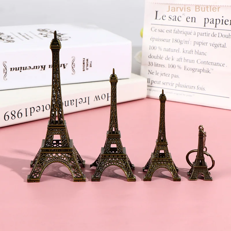 Retro Paris Eiffel Tower Model Home Desk Bronze Metal Statue Figurine Decor