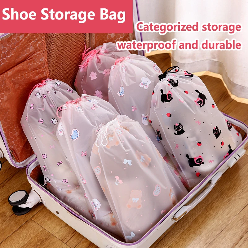 

10Pcs Transparent Waterproof Travel Cosmetic Bag Towel Socks Plastic Drawstring Storage Bag Bathroom Transparent Beach Bag