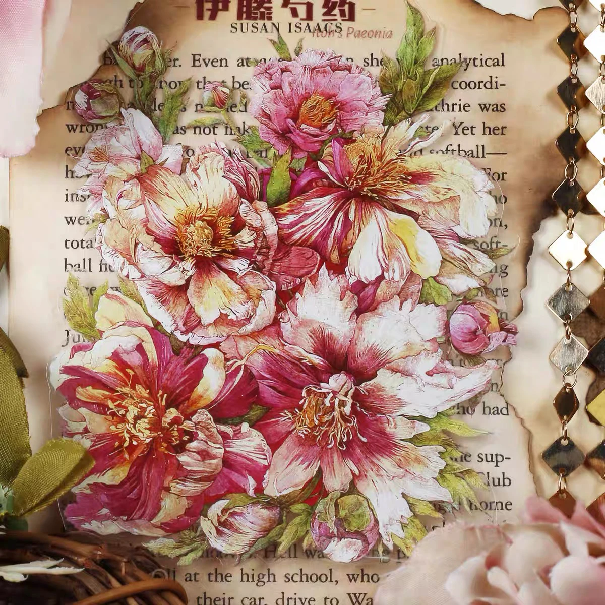 

4.2 New Washi Pet Tape Sample 1 Loop Retro Large Flowers