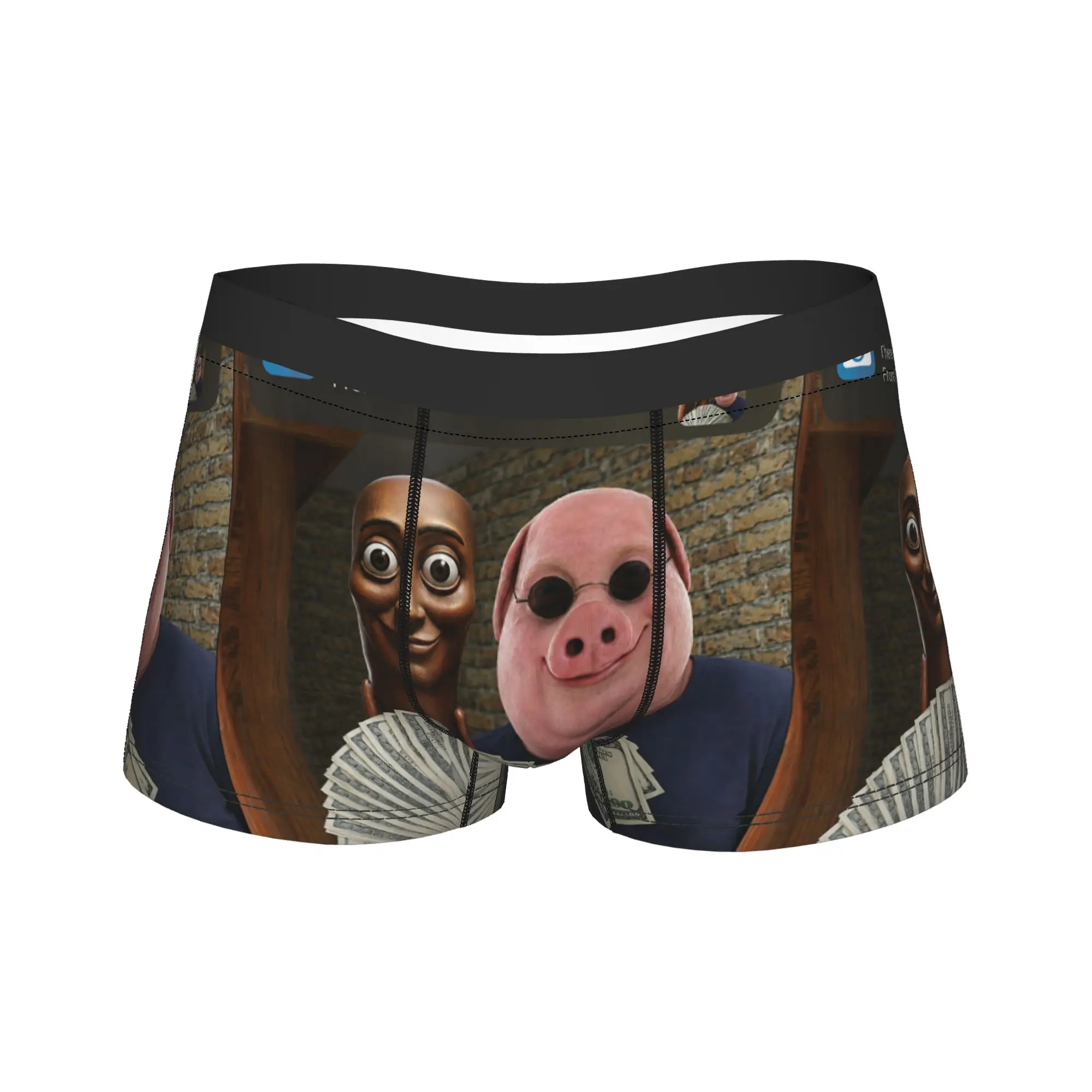 Tung Tung Tung Sahur John Pork Meme Brainrot Unterwäsche Herren Boxershorts Neuheit Boxershorts Hochwertig bedruckte Unterhosen in Übergröße