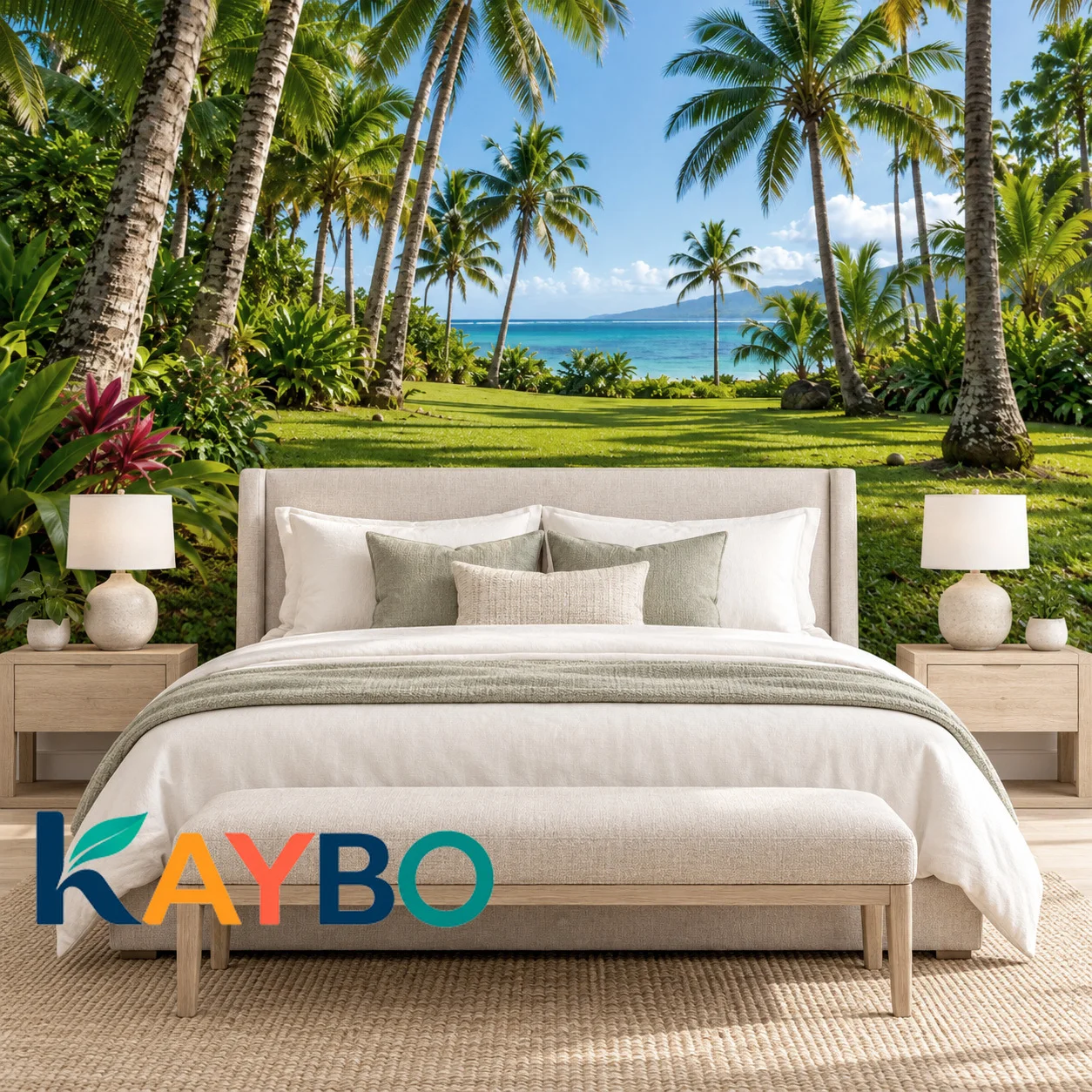 Tropical Palm Tree Wallpaper Mural Ocean Beach Paradise Coastal Living Rooms Bedroom Non Self Adhesive Wallpaper Home Wall Decor