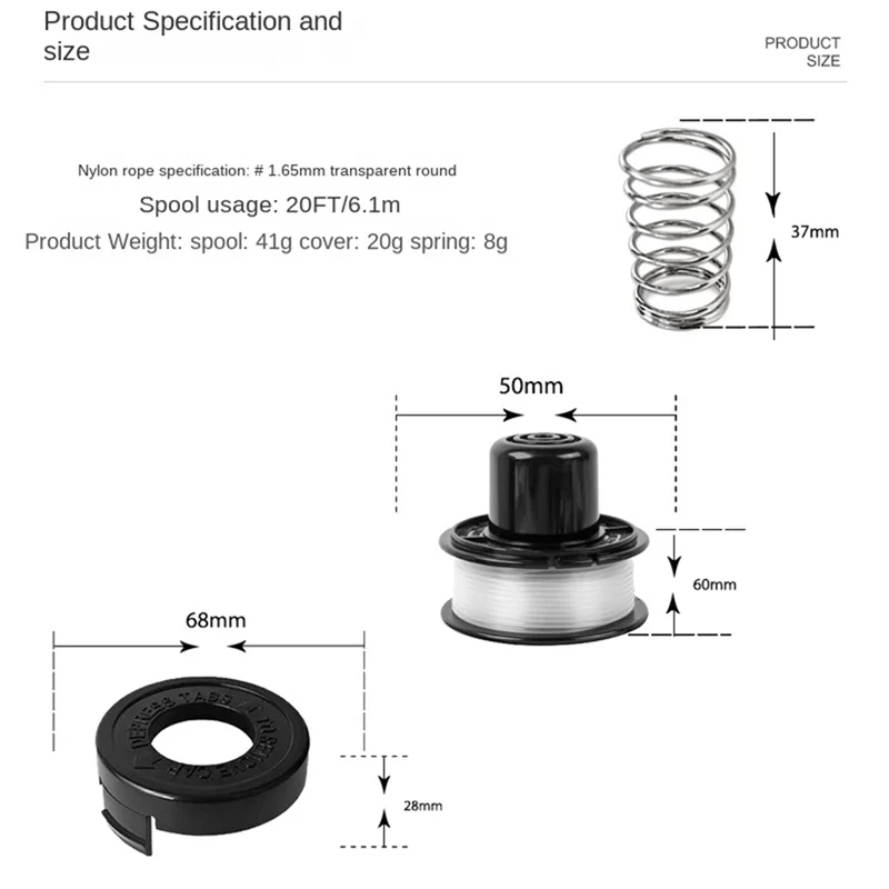 682378-02 Cover x 8 + Spring x 8 Mower Accessories RS-136-BKP/682378-02 Spool Mowing Head Cover