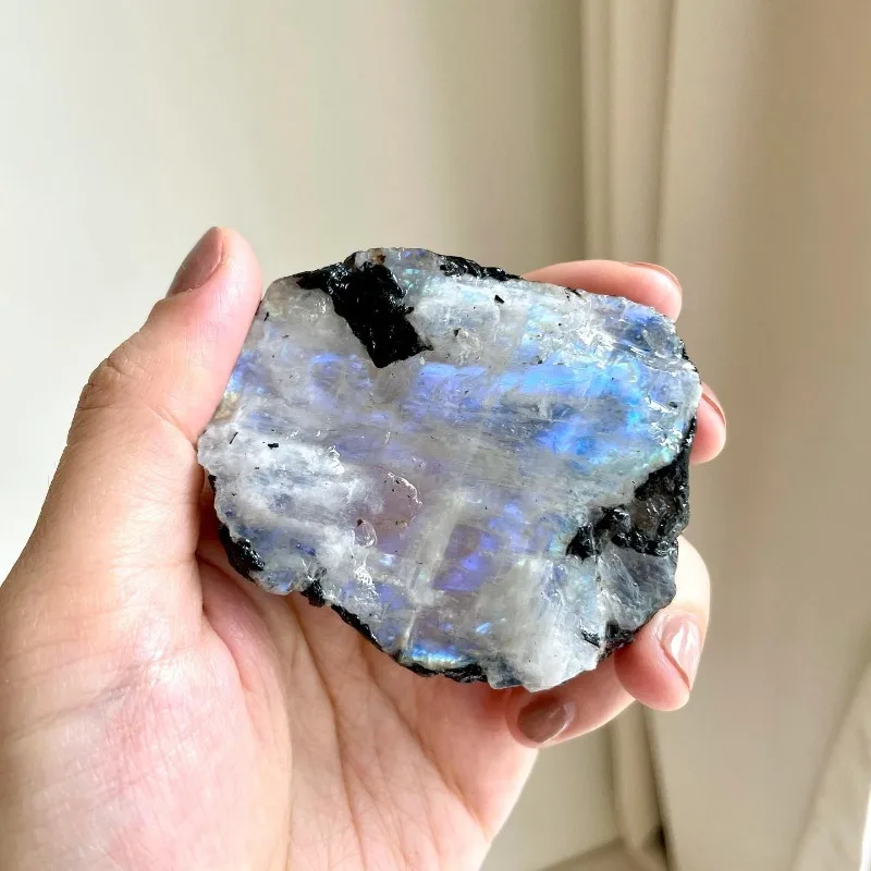 Large Raw Rainbow Moonstone, Featuring Natural Rough Iridescence, Perfect for Home Decoration, Yoga Gifts