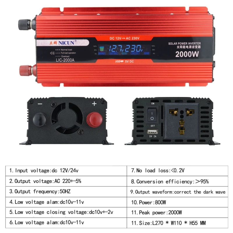 2000W Solar System For Home Complete Kit With 1000W 2000W Solar Panel 100A Charge Controller 220V Inverter 10Ah30Ah LFP Battery