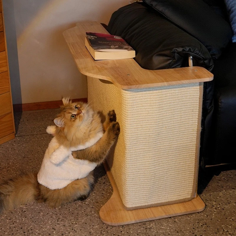 Sofa Corner Cat Scratcher Table Solid Wood Cat Scratching Board Sisal Anti‑Scratch Sofa Protector Tables Indoor Cats Furniture