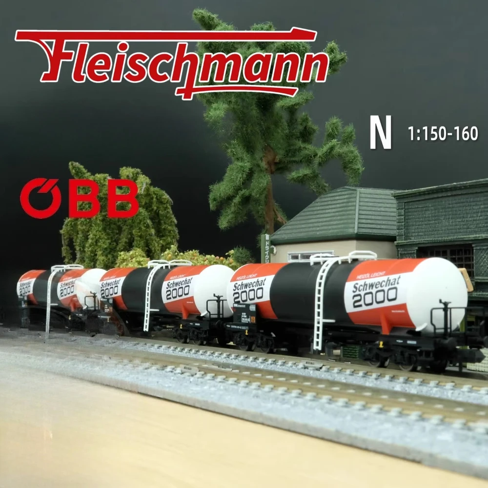 

FLEISCHMANN N-type 1/160 Train Model 6660073 Tank Car Three-section Red Carriage Set Sand Table Ornaments Boy Toy Gift