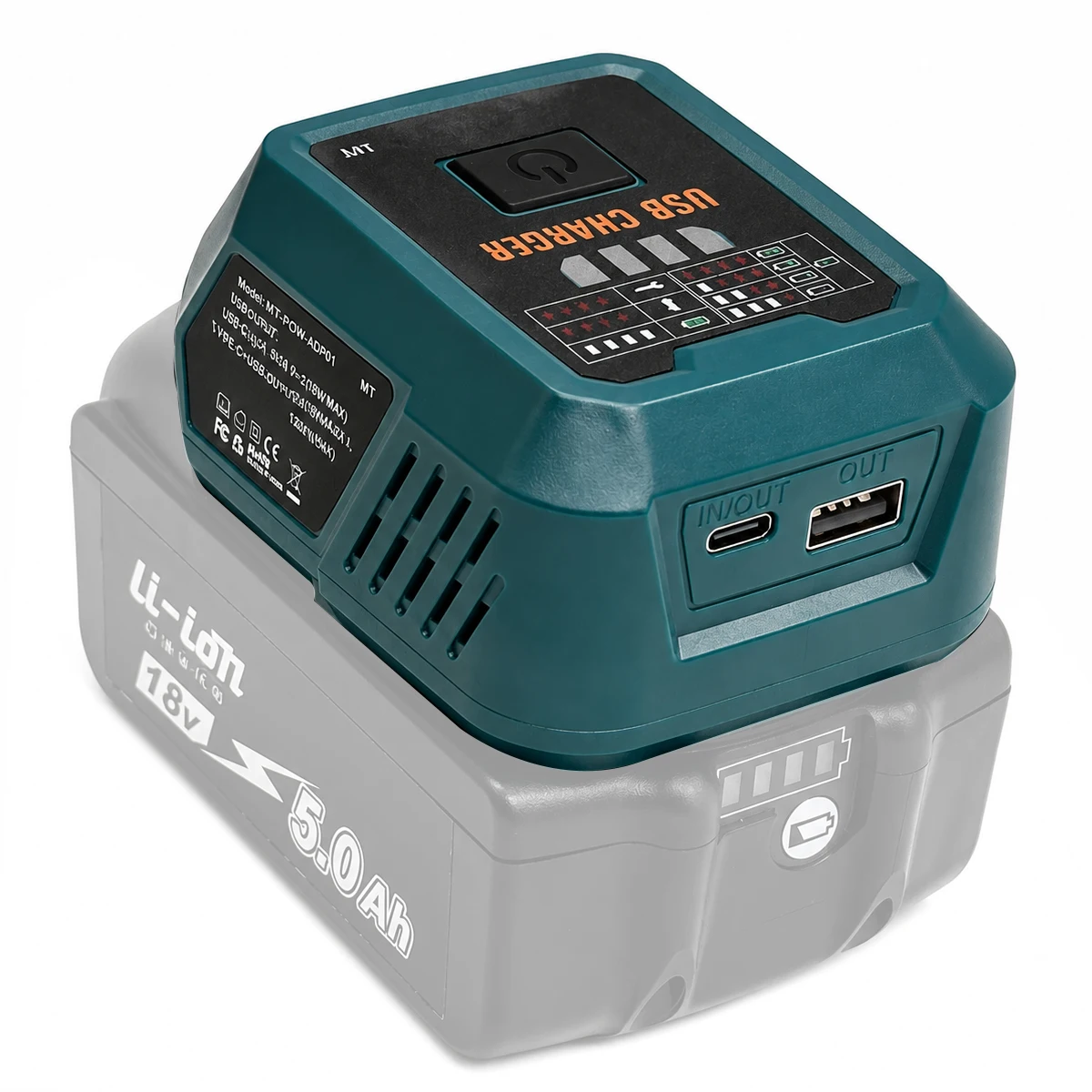 NEUE Verbesserte 100W Schnellladestation für Makita 18V Akku, Tragbarer Stromwechselrichter mit USB-Typ-C-Anschluss zum Laden (nur Werkzeug) – Detail 4