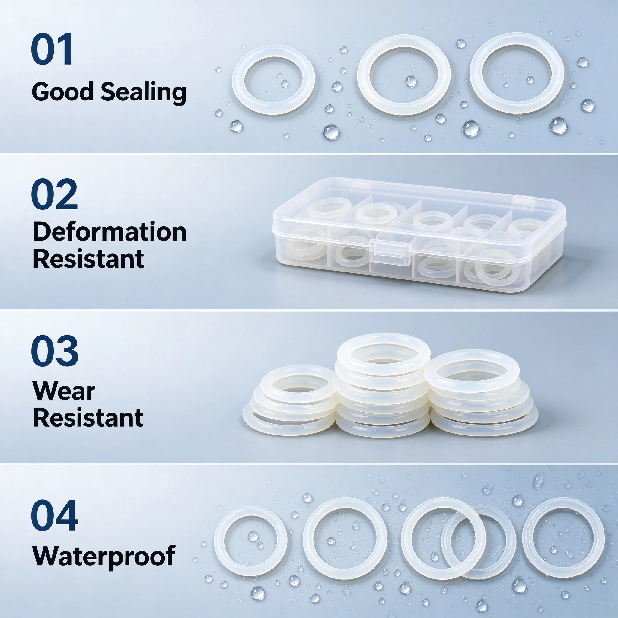 VMQ White Silicone O Ring Gasket CS 1.5/2/2.4/3mm Silicone Heat-Resistant Insulated Waterproof Nontoxic Washer O-Ring