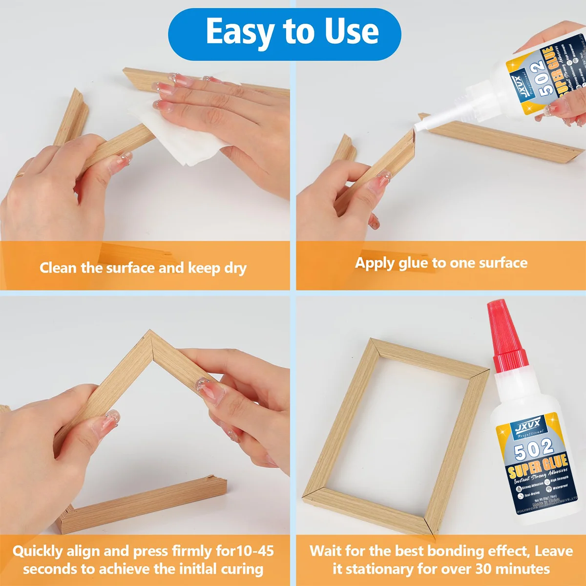 1-3 قطع 50 جرام عالية الجودة 502 غراء فوري فائق القوة شفاف بدون تبييض يجف بسرعة في 5 ثوانٍ قابل للتطبيق على خشب الكراسي والخزائن والأسوار الخشبية والمطاط.