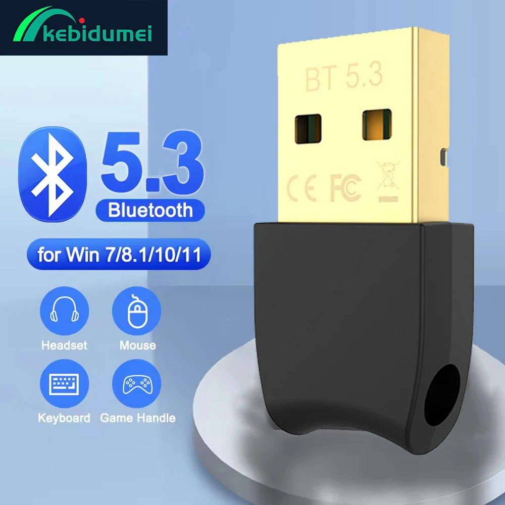

Kebidumei USB Bluetooth 5.3 адаптер Bluetooth-передатчик приемник аудио Bluetooth ключ беспроводной USB BT 5.3 адаптер для ноутбука